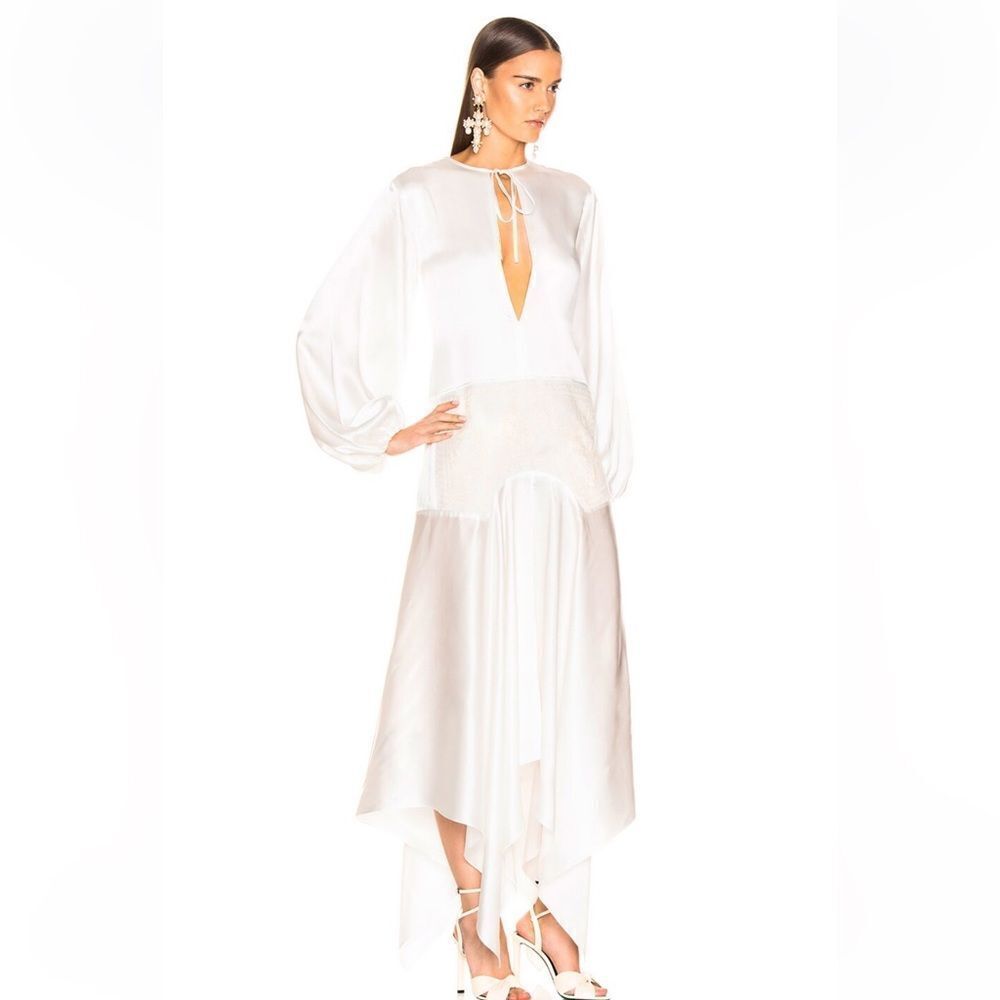 MARQUES' ALMEIDA embroidered silk maxi dress White flapper bridal $1300 NWT S - Picture 3 of 16